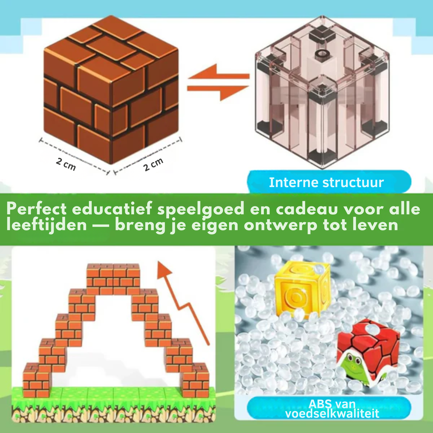 Pixel Blokken | Bouw-je-eigen-wereld Magneetset