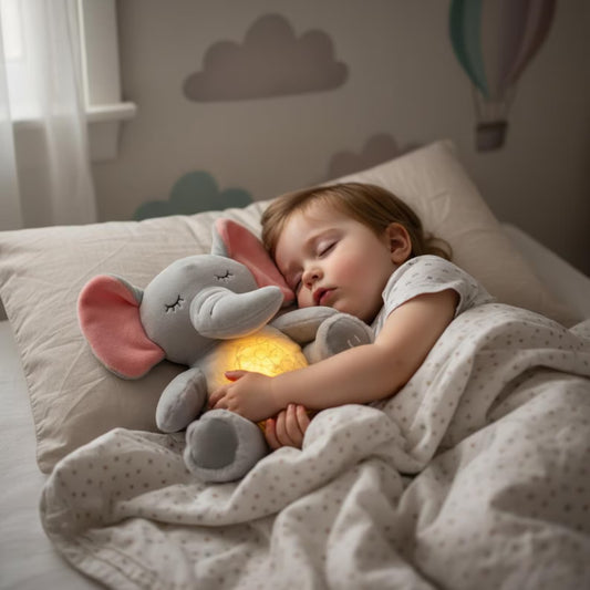 Slaapmaatje Olifant – Knuffel, Licht & Rust in Eén